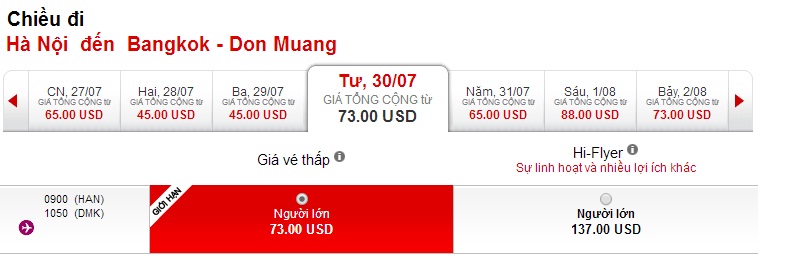 Giá vé máy bay đi Thái Lan cực rẻ