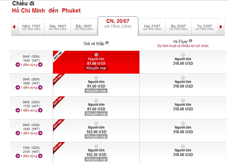 Mua vé máy bay đi Phuket giá rẻ