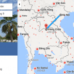 Bản đồ đường bay từ Hà Nội đi Viêng Chăn