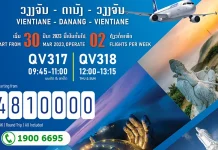 Lao Airlines khuyến mãi chuyến bay Đà Nẵng đi Viêng Chăn T3-2023