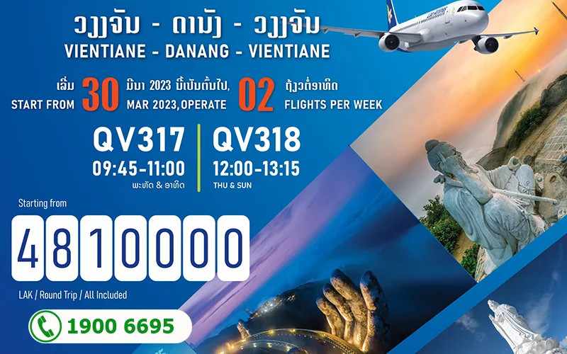 Tham khảo giá vé chuyến bay đi Viêng Chăn tại Đại lý Lào Airlines Hà Nội-Hồ Chí Minh